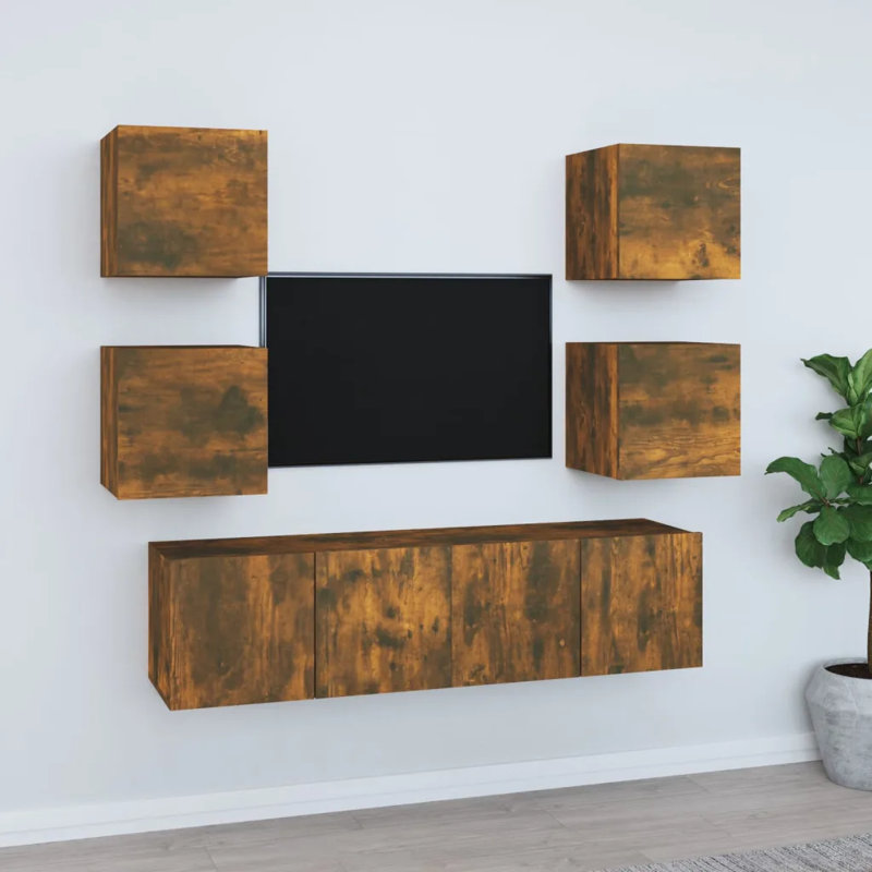 Kortnei Unfinished TV Stand for TVs up to 50", Smoked Oak