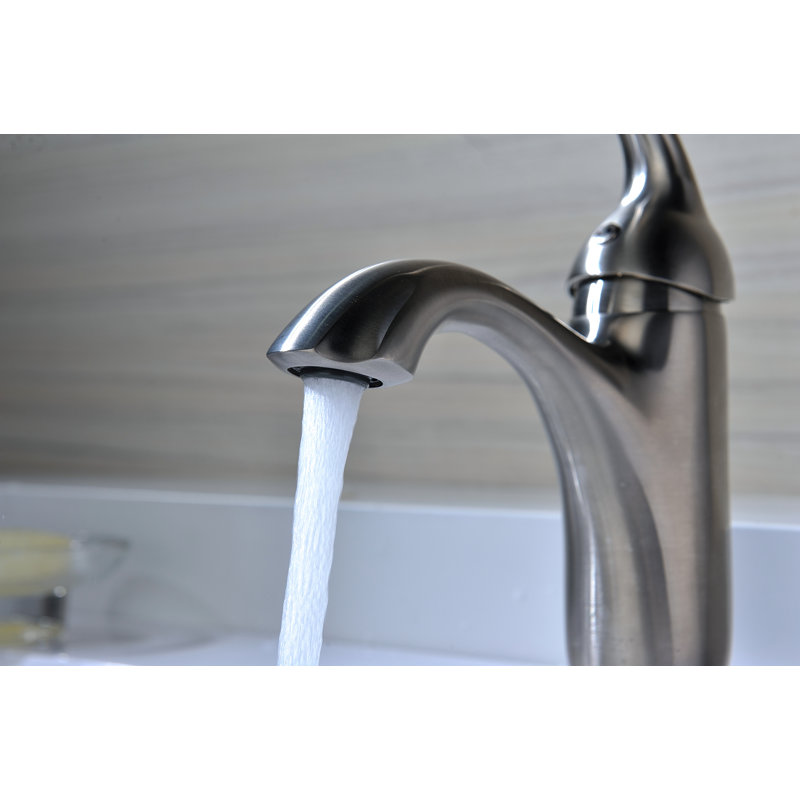 Arc Single-handle Bathroom Faucet with Drain Assembly, Brushed Nickel