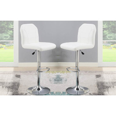 Deux tabourets de bar réglables, deux en similicuir blanc, deux tabourets de cuisine de style moderne
