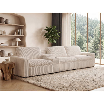 Arealious 136.6'' Modern Corduroy Power Reclining Sofa With Cupholder Wireless Charging Storage USB