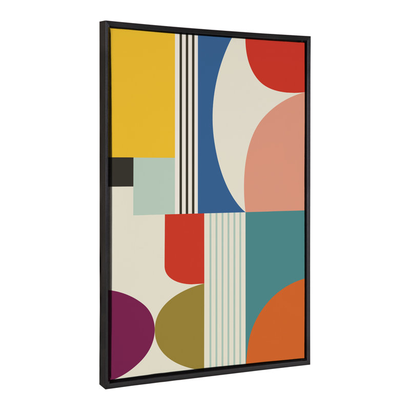 «Mid Century Modern Pattern» par Rachel Lee, 3 oiseaux, reproduction d'art sur toile encadrée, Noir, H 38 po x l 28 po