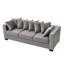 Velours gris à 3 places de style moderne, carré avec clous argentés, structure en bois massif, coussin à ressorts, housse amovible, décoration avec accoudoirs et clous de rangement, dessous confortable-518319746