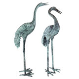 Curved and Straight Neck Crane Statue Set
