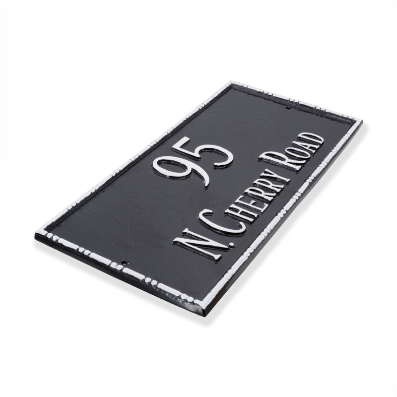 Lincoln 2-Line Wall Address Plaque, Navy / Silver