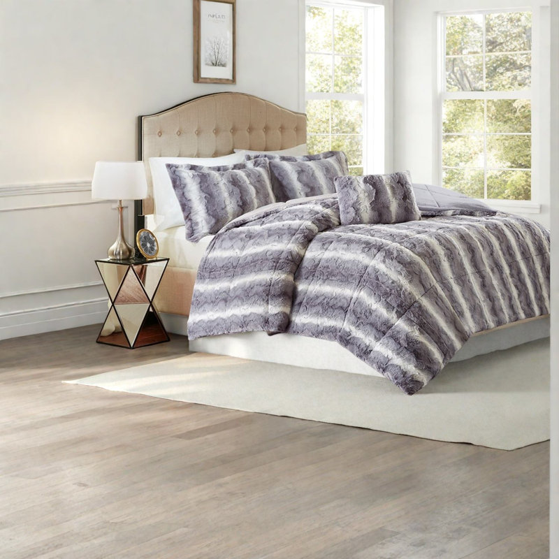 Luxurious Faux Fur Bedding Sets, Polyester Comforter, Contemporary Home Elegance