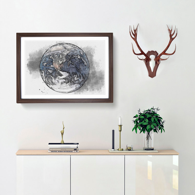 Amazing Image of Earth in Abstract - Picture Frame Graphic Art Print, 27cm H x 36cm W x 2cm D, Walnut Framed
