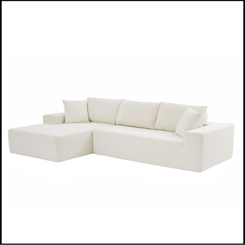 Canapé-lit rembourré de style minimaliste moderne pour salon, chambre à coucher, salon, 2 pièces, Velours côtelé beige