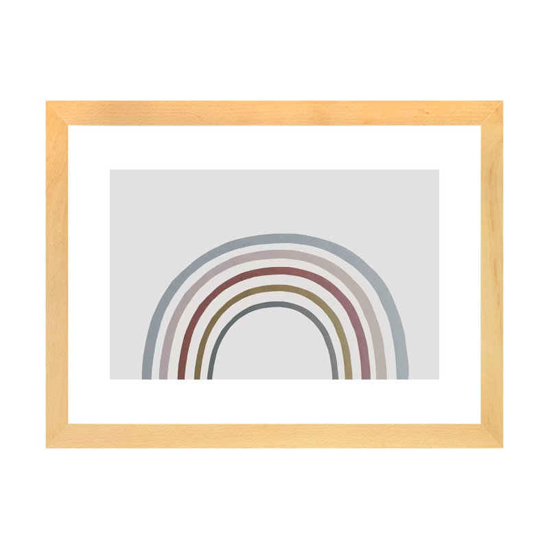 Décoration murale aquarelle arc-en-ciel pour enfants, H 24 po x l 32 po x P 1 po, Papier encadré naturel