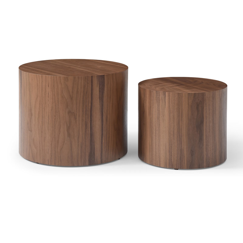 Ensemble de 2 tables basses rondes, Noyer