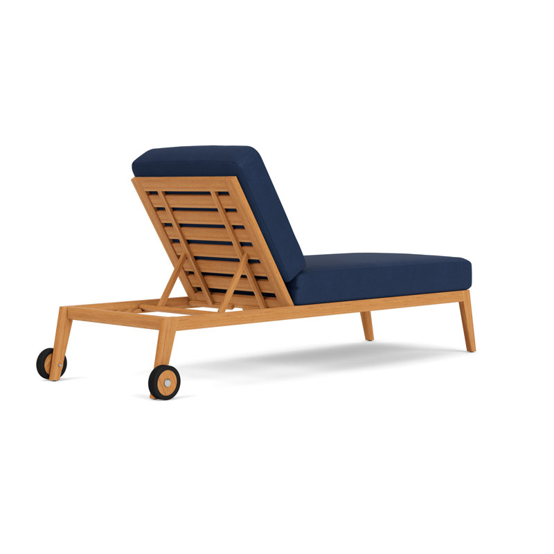 Alpine Outdoor Teak Chaise Lounge, Sandberg Navy
