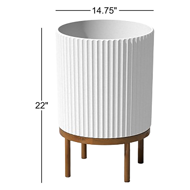 Jardinière Demi Series avec support, 1, Blanc / Brun, H 22 po x l 14,75 po x P 14,75 po