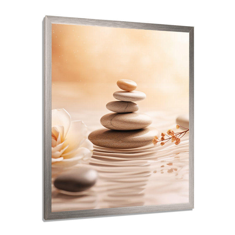 Spa Serenity Zen Stones délicat équilibre Cairn - pierre spirituelle grand art mural, H 20 po x l 12 po x P 1 po