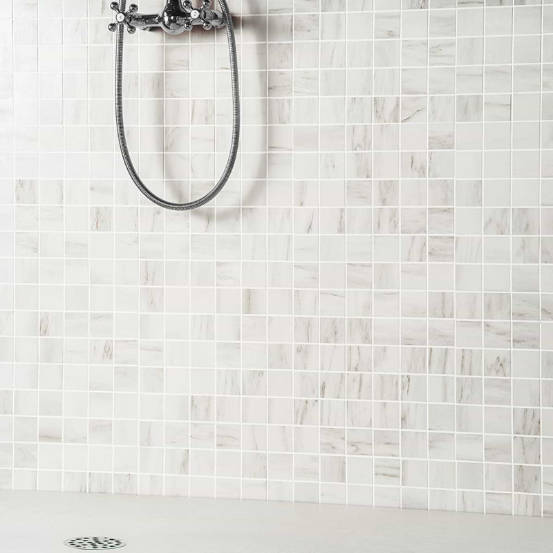 Dreamstone 2X2 Matte Porcelain Mosaic, Dolomite Snow Matte