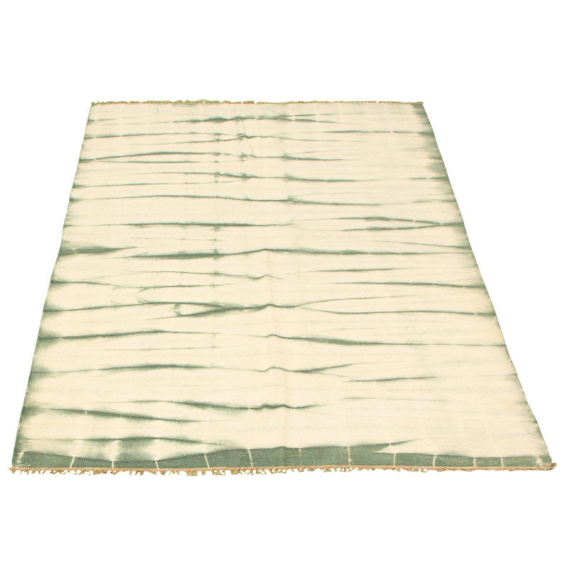 Tapis ivoire en laine 4 pi 10 po x 7 pi 11 po fait main kilim Elka