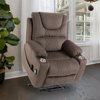 Carollynn Oversized Power Lift Chair for Elderly, Recliner with Heat & Massage,Cup Holders,Side Pockets