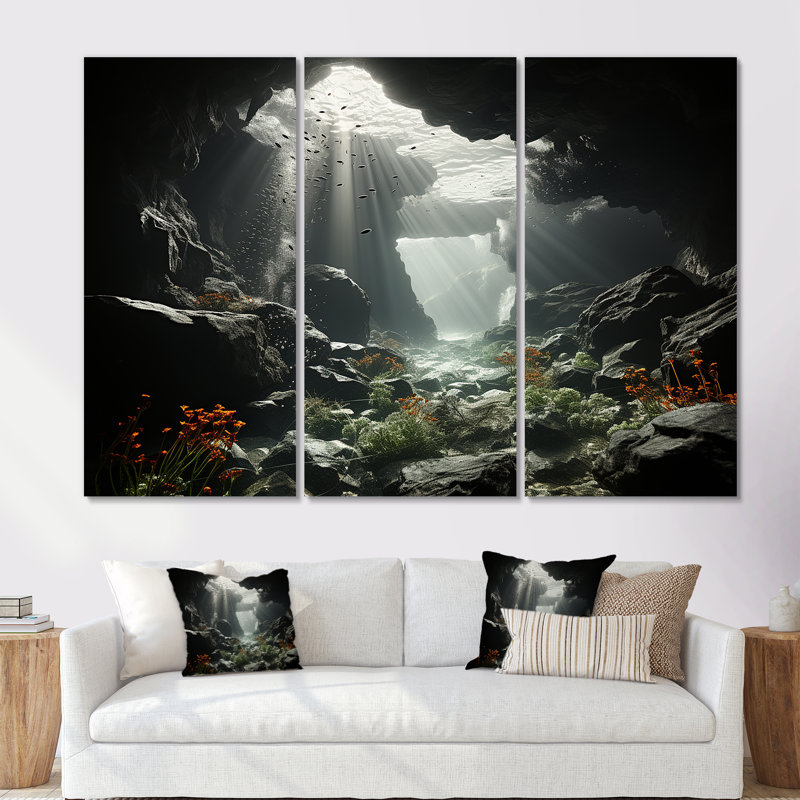 Coral Reef Tranquility - ensemble d'art mural toile corail sous l'eau, Toile tendue, H 32 po x l 48 po x P 1 po