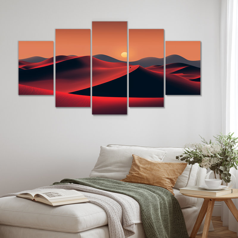 Orange, désert du Sahara, dunes de sable I - désert, art mural multipanel
