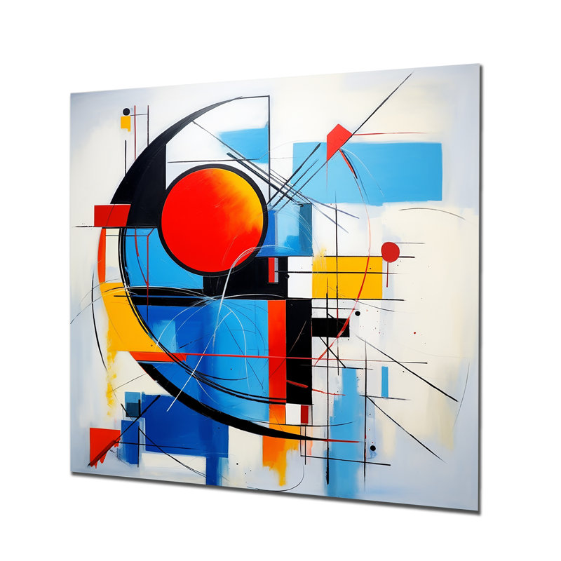Coucher de soleil rouge déconstruit ciel - art mural géométrique, H 16 po x l 16 po, Métal métal