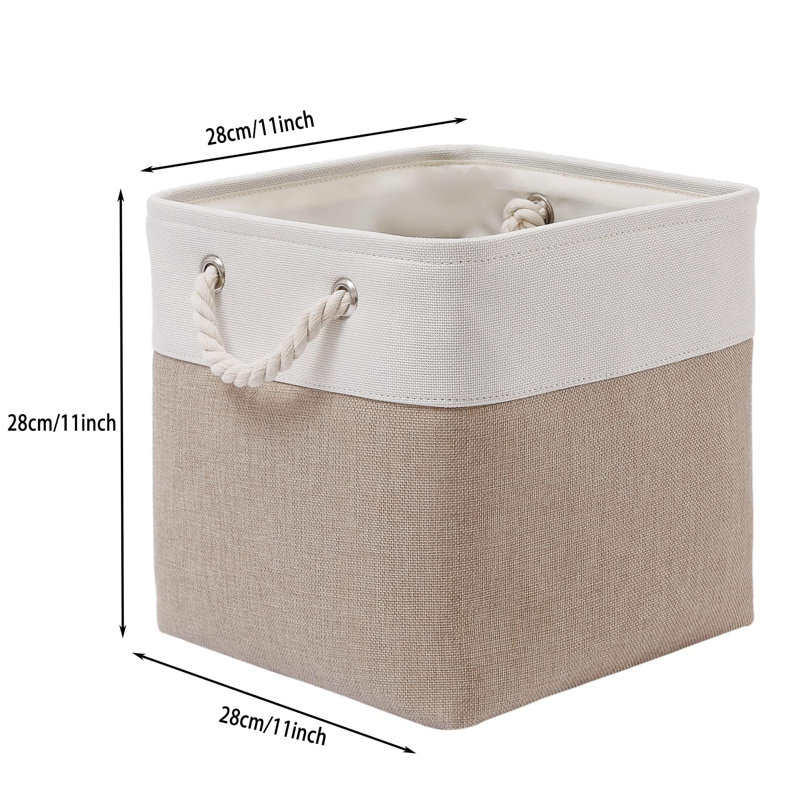 Longshore Tides Linen Decorative Bin, White/Beige
