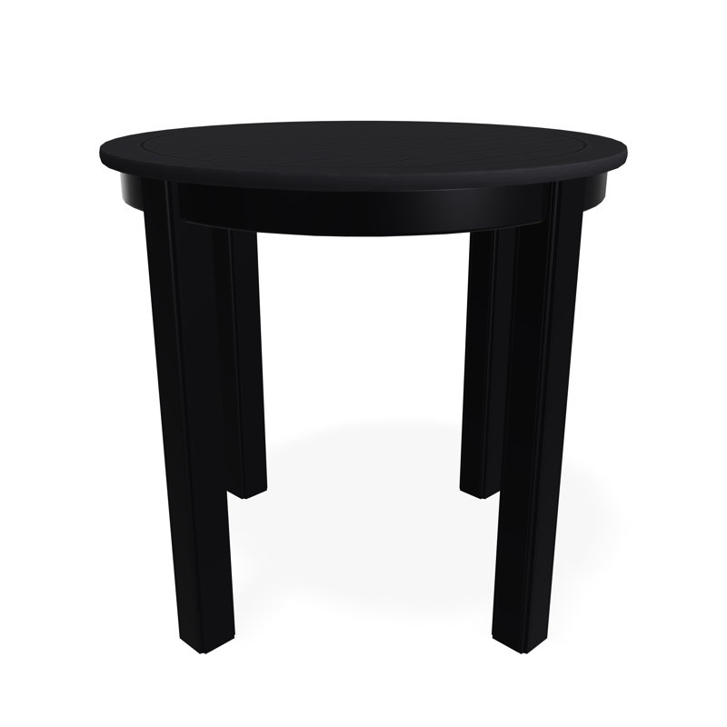 Outdoor Round Side Table, Black/Black, Marine Grade Polymer