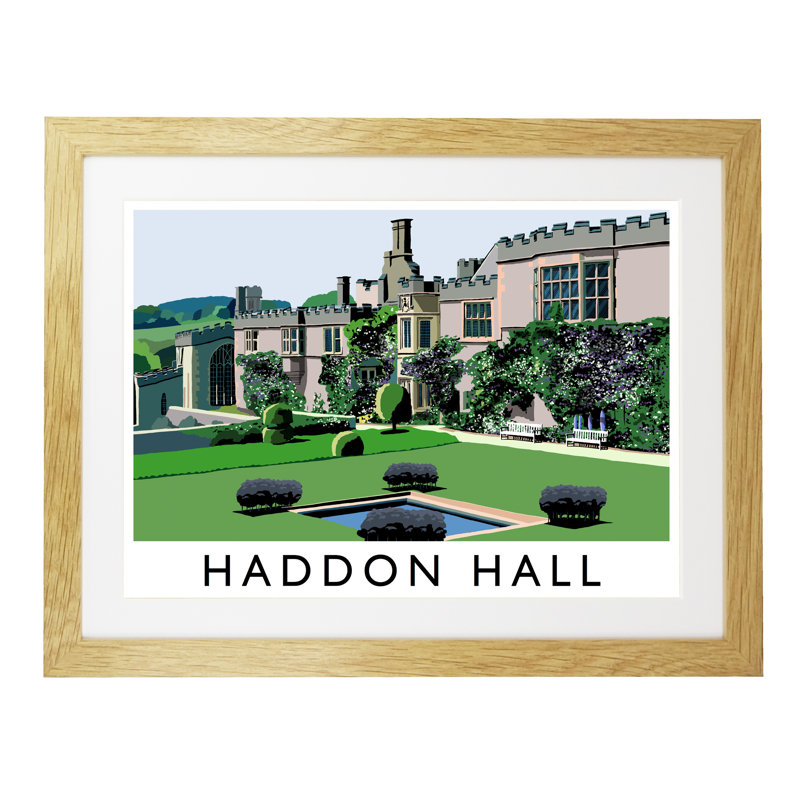 Haddon Hall by Richard O'Neil - Print, Oak Wood Frame, 33.5 cm H x 43.5 cm W x 2.2 cm D
