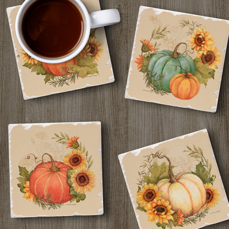 Harvest Field 4-Pack Assorted Tumbled Tile Stone Coasters