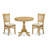 3 Piece Kitchen Table Set for Small Spaces Contains a Round Dining Room Table with Pedestal and 2 Dining Chairs, Linen White-217143561-217143560-217143668