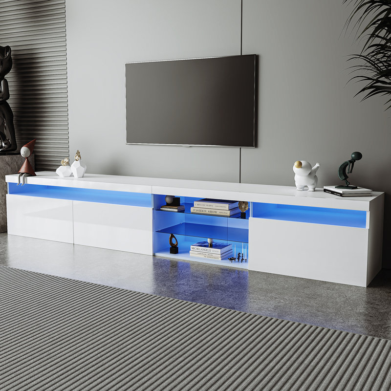 Meuble télé polyvalent avec lumières DEL, Blanc