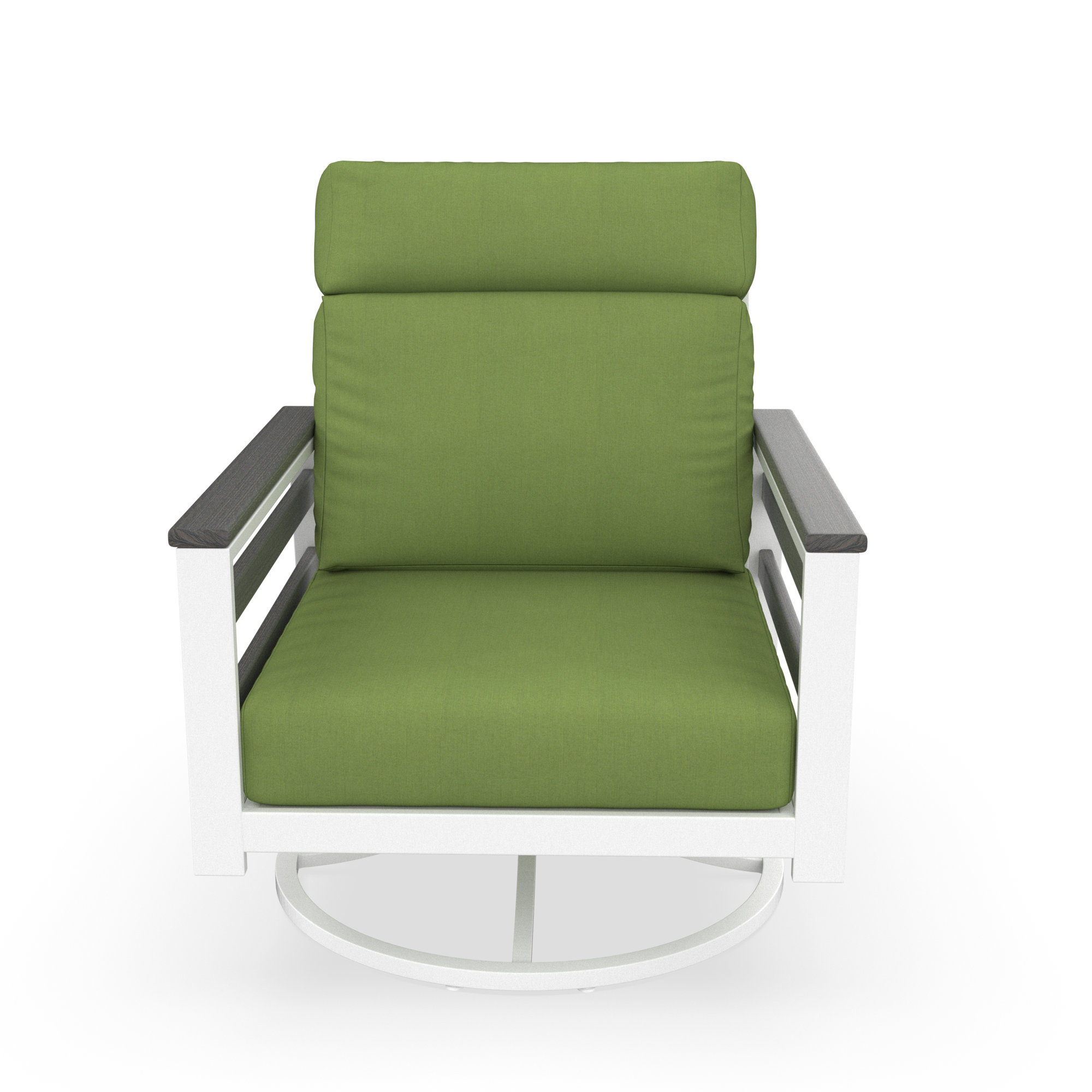 Townsend Metal Outdoor Rocking Chair With Sunbrella Cushion, Gray/White, Spectrum Cilantro