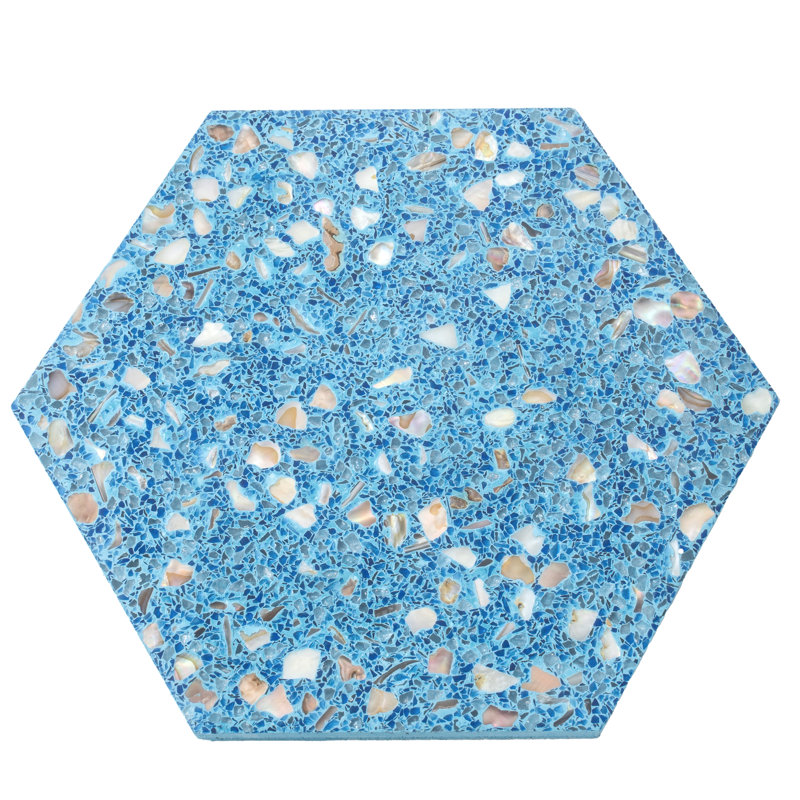 Amalfi 9x8 in. Yosemite Blue with Copper flecks Glossy Shell, Terrazzo Hexagon Wall and Floor Tile (1.8 sq ft/case, 5-Pack)