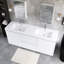 Meuble-lavabo autoportant à double cuve 70,87 po avec plateau en résine intégré-1248260635