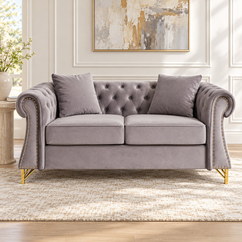 Causeuse Chesterfield Chisholm 58,5 po, Beige