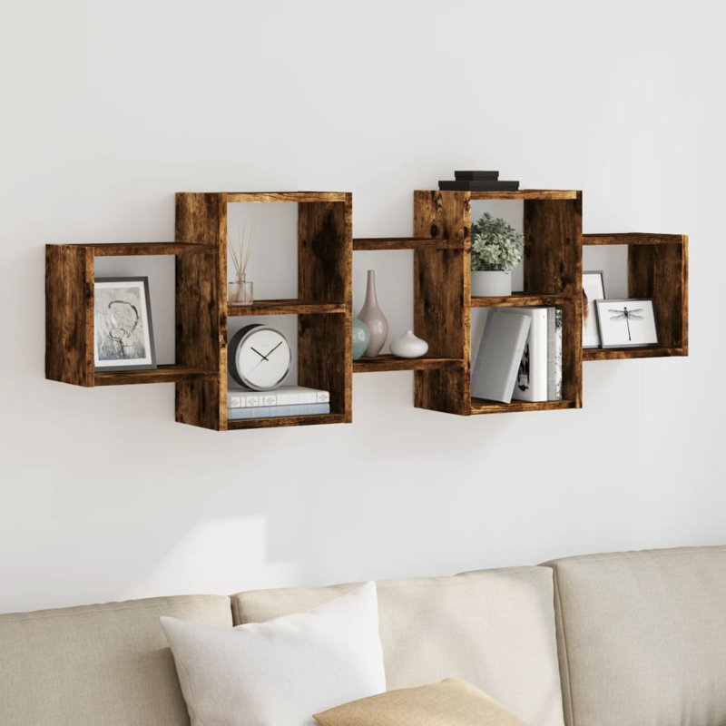 Roakes Floating Shelf, Smoked Oak, 42cm H x 129cm W x 18cm
