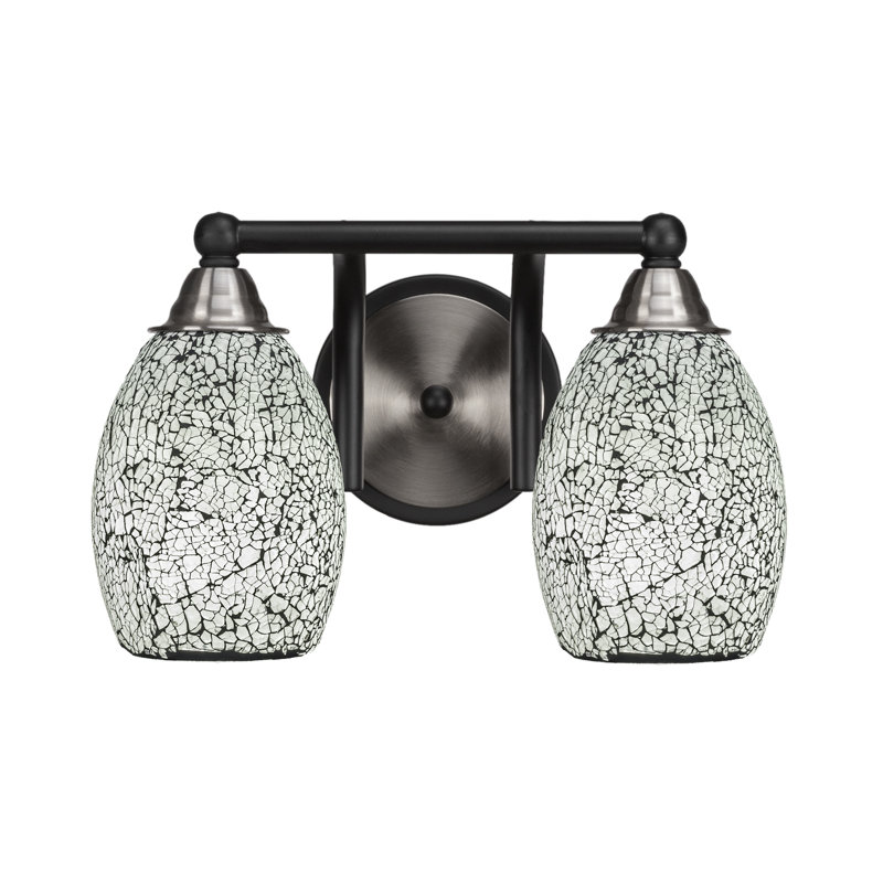 Barre d'éclairage de salle de bain 2 lumières Michell, Noir mat / nickel brossé, Noir