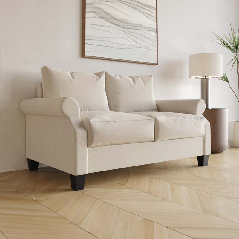 Mayner Fabric Reception Loveseat, Beige