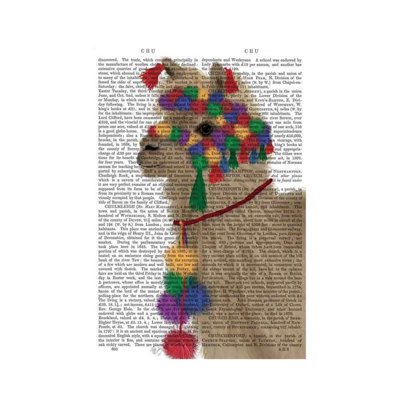 «Llama Traditional 2, Portrait Book Print» par Fab Funky - impression d'art graphique, H 12 po x l 8 po x P 0,75 po