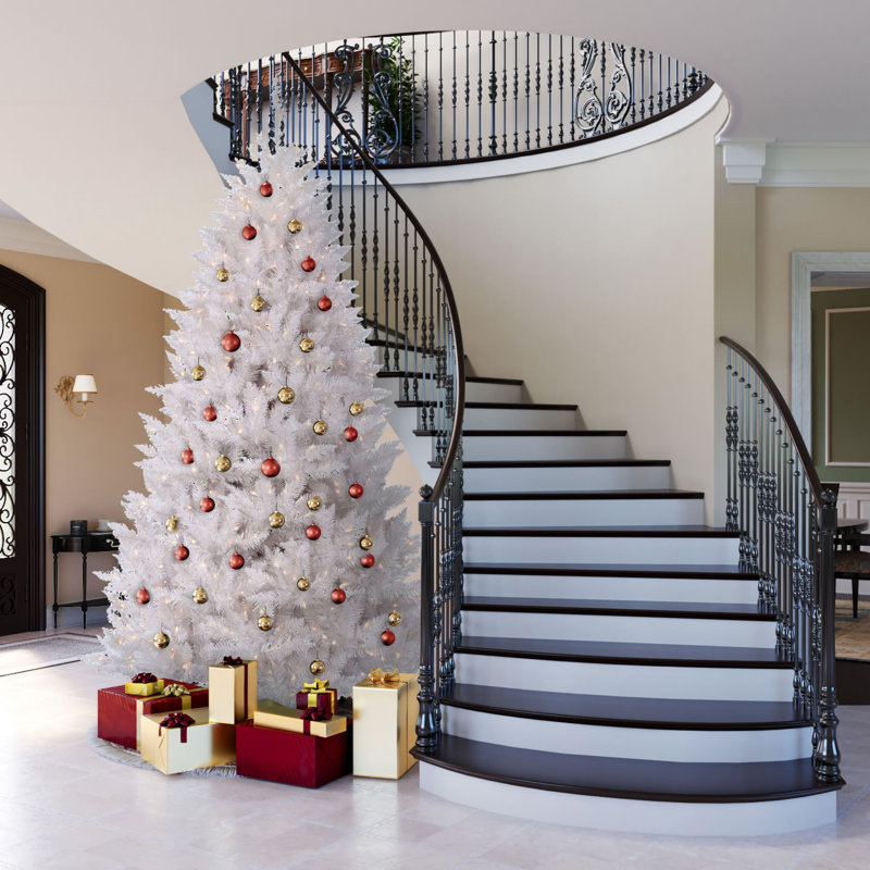 Sparkle White Spruce Artificial Christmas Tree, 8.5', Pure White LED