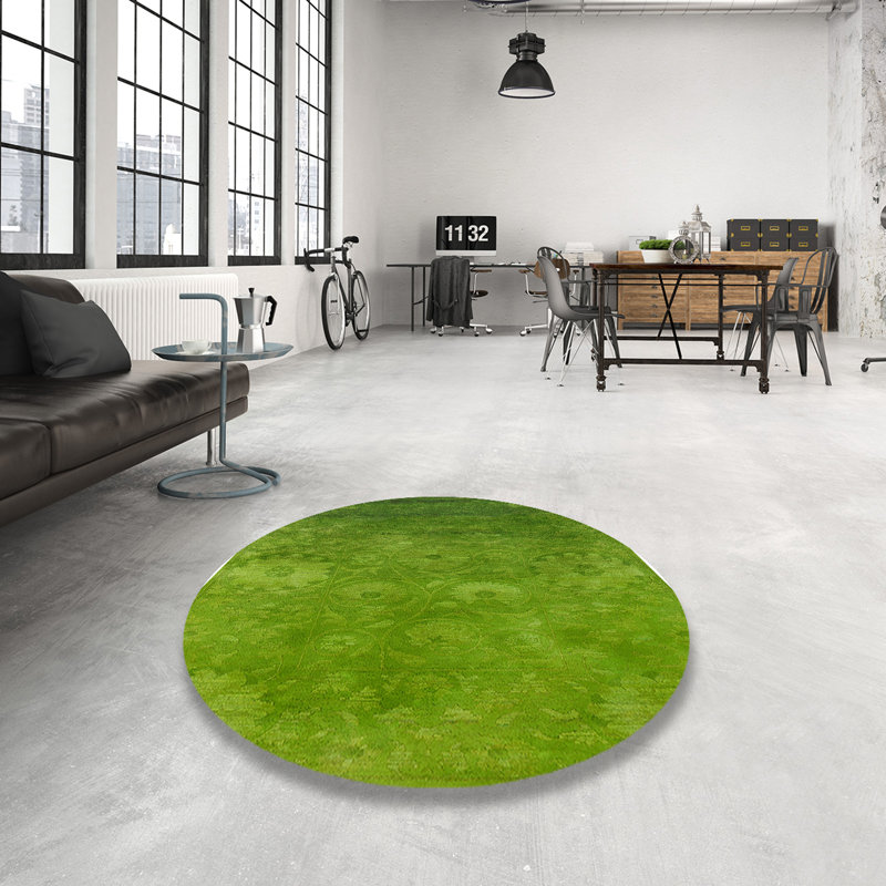 Tapis vert de style oriental, Rond 5 pi