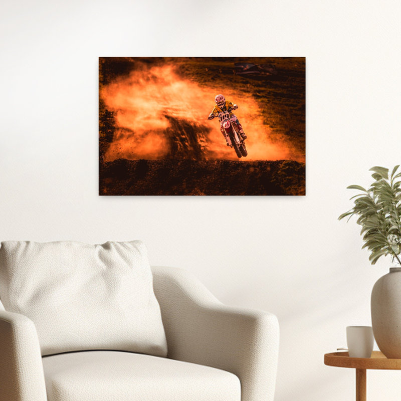 Impression d'art mural contemporain «Dusty Motocross Jump», 16" H x 24" W