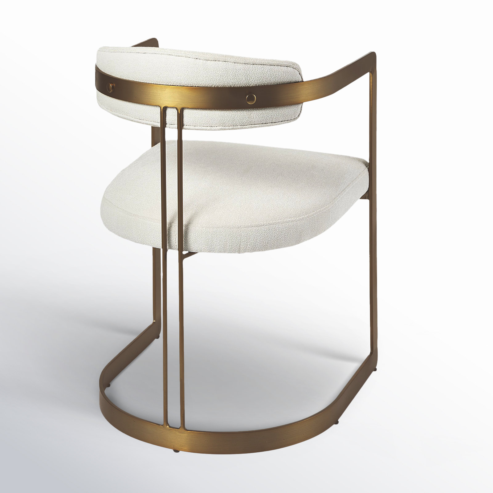 Bradley Upholstered Dining Armchair, Cream, Gold