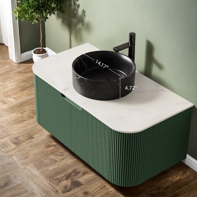 Meuble-lavabo moderne de 36 pouces (doit inclure le meuble-lavabo et le lavabo) avec rangement, contreplaqué, vert, maison