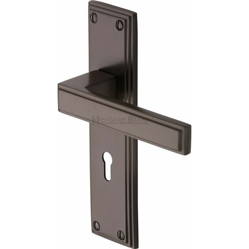 Heritage Brass Heritage Door Handle Lever Lock Atlantis Design, Matt Bronze