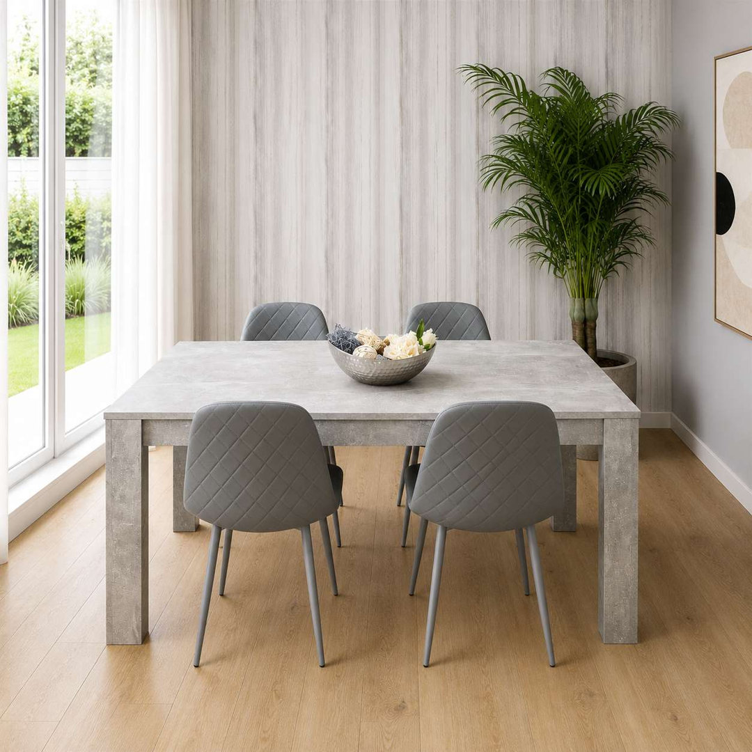 KOSY KOALA Wooden Grey Dining Table Set with 4 Grey Chairs Modern Rectangle Dining Room Furniture in Brown - Image 5