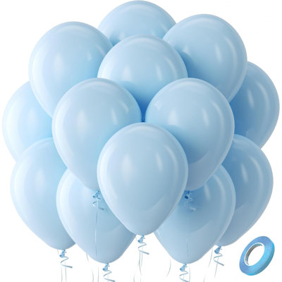 Ballons de fête en latex bleu pastel pastel - Paquet de 100 ballons ronds en hélium bleu clair de 12 pouces pour mariage, douche, mariage, genre, fête d'anniversaire