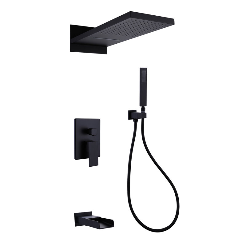 8-Inch Matte Black Multi-Head Rain Shower System with Filter