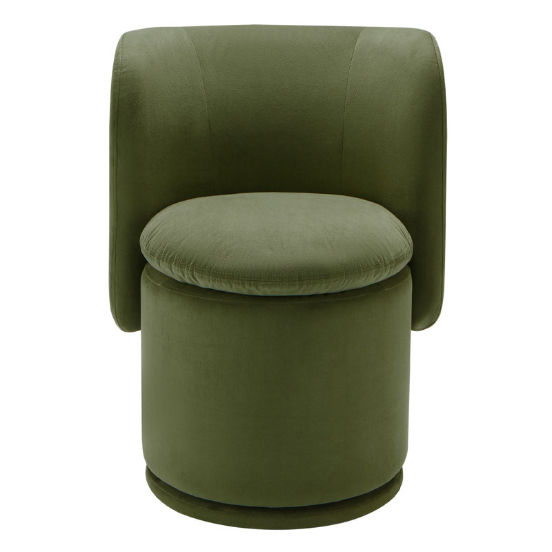 Adrielle Swivel Barrel Chair with Tear-Resistant Fabric, Bella Forest Performance Velvet