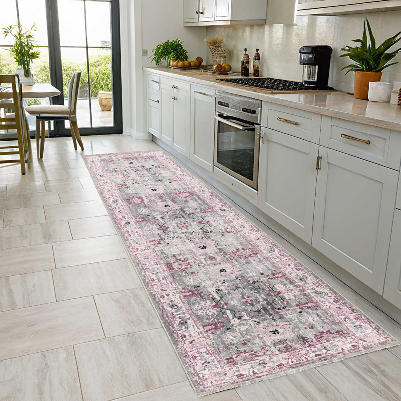 Couloir de cuisine gris gris et gris en chenille, Rectangle 2 pi 8 po x 13 pi 2 po