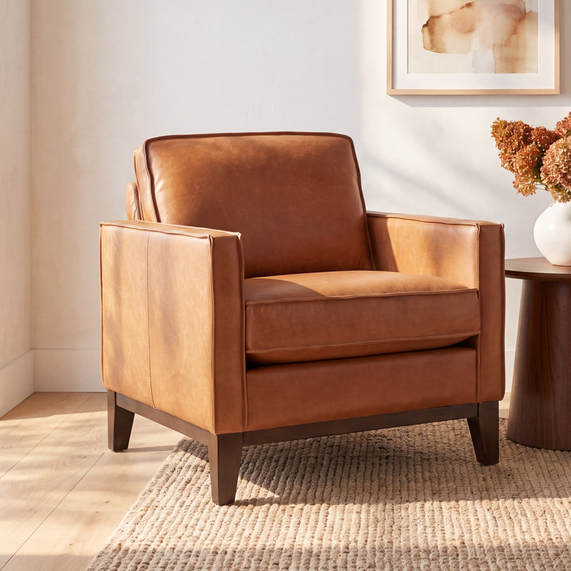 Cascades Leather Armchair, Chestnut Genuine Leather