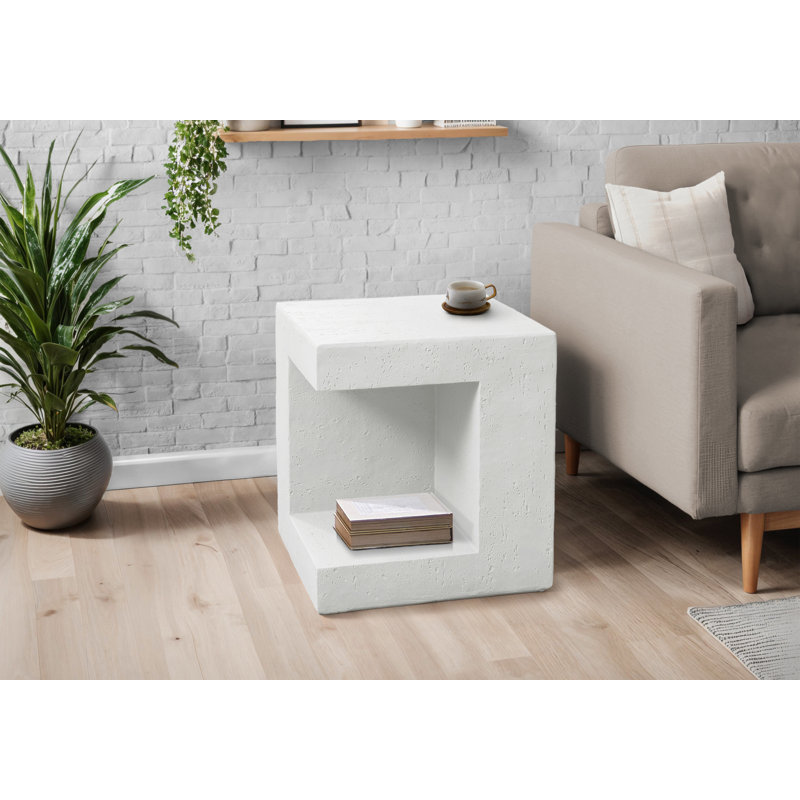 Table d'appoint, h 25 po, intérieur ou extérieur, table d'appoint, table de chevet, bout, carré, chambre à coucher, salon, blanc, contemporain, moderne