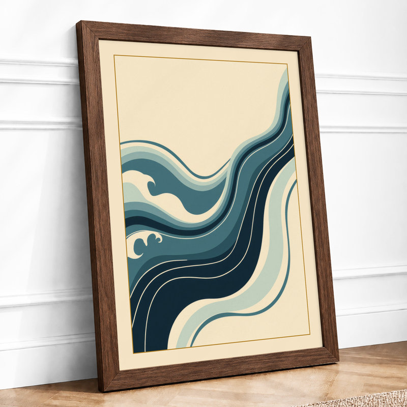 Flowing Tides Minimalist - Framed Print, A1 - 84.1 x 59.4 cm, Walnut
